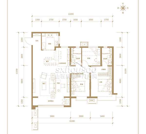 三室兩廳兩衛 142㎡